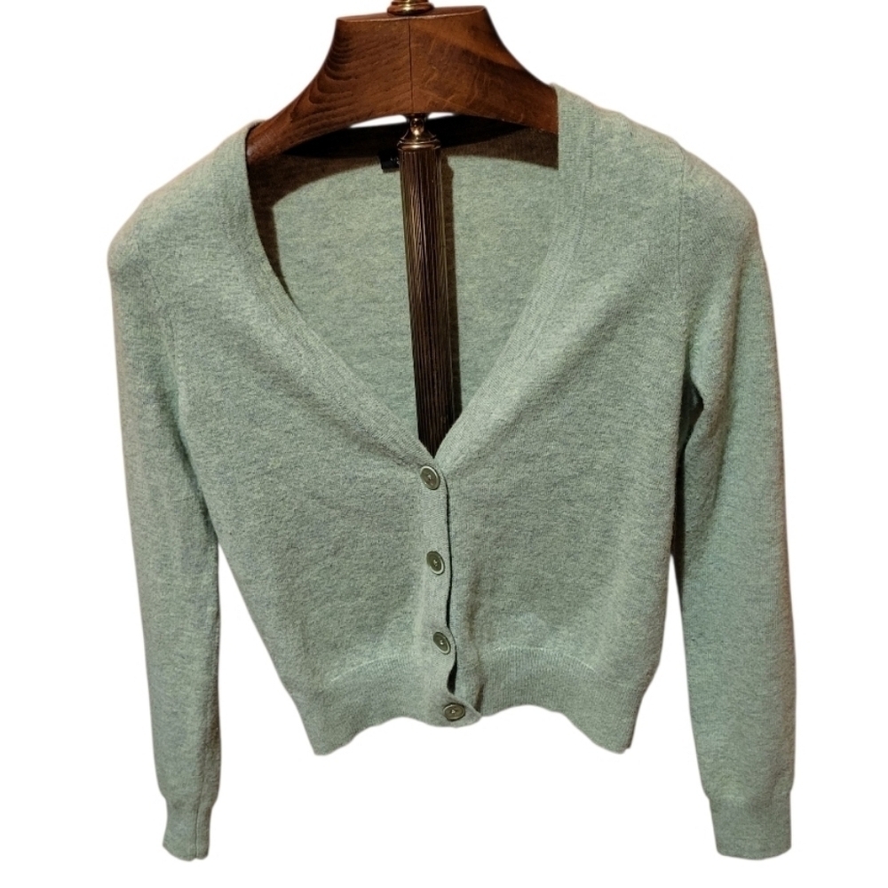 Talbots Light Green Wool Alpaca Blend Button Up Cardigan Size XS